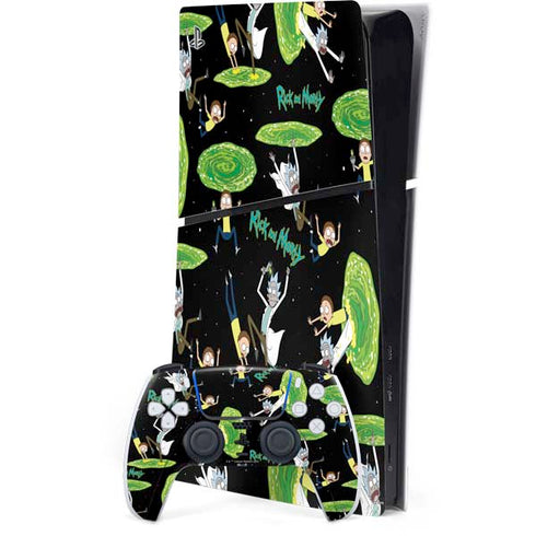 Adult Swim Rick and Morty Portal Pattern PS5 Slim Digital Edition Console Skin